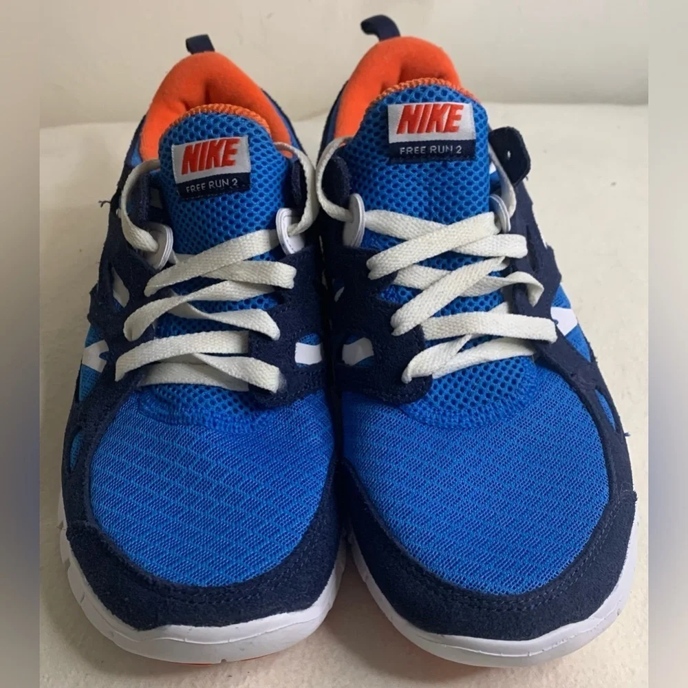 Nike Youth Free Run 2 GS Size 7Y Running Shoes Blue Orange White DD0163-403
